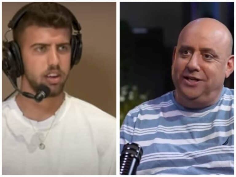 Eliy Madmon and a Hapoel Jerusalem board member during separate sports podcasts about the club