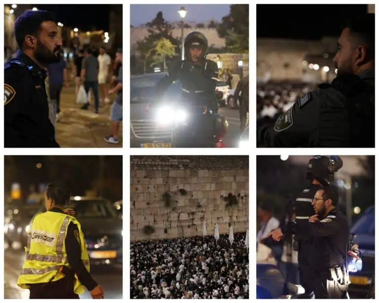 Polis Yerusalem menutup jalan di Baitulmaqdis dan mengawal kesesakan lalu lintas menuju Tembok Barat semasa musim doa