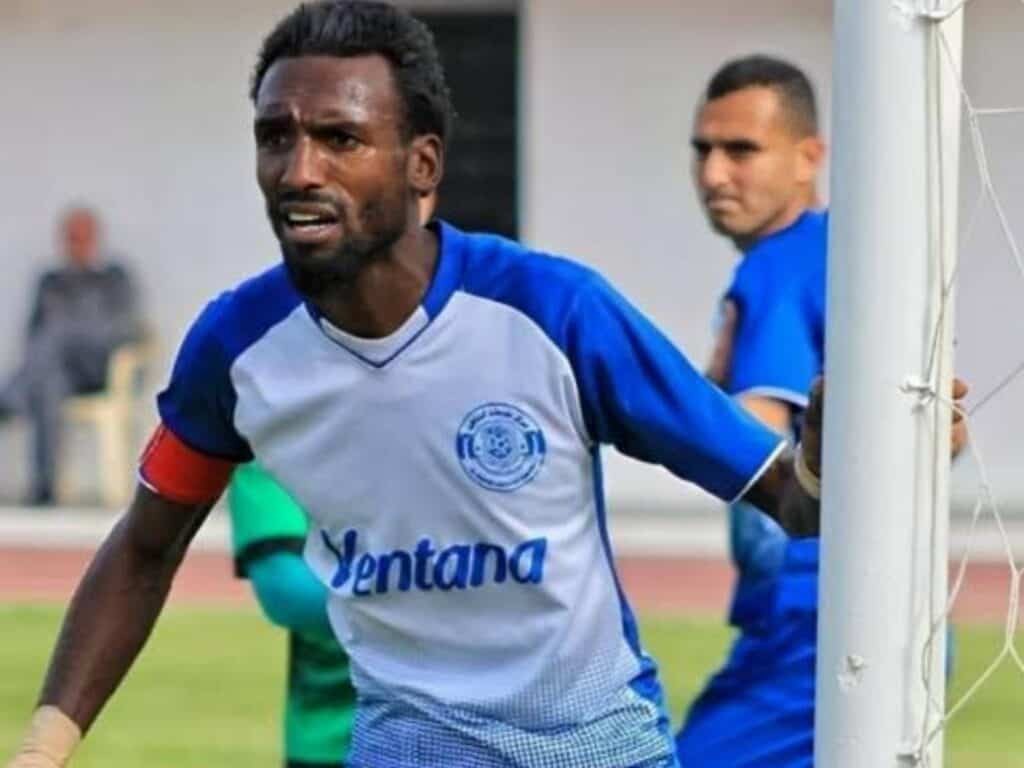 Former Palestine national football captain Suleiman al-Obeid playing for Shabab al-Amari near Jerusalem en