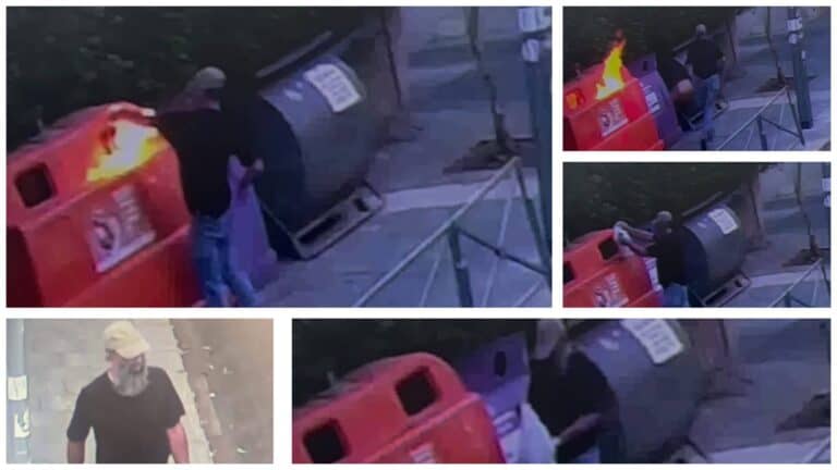 חשוד בהצתות סמוך למעון ראש הממשלה ברחביה בירושלים, כפי שתועד במצלמות אבטחה