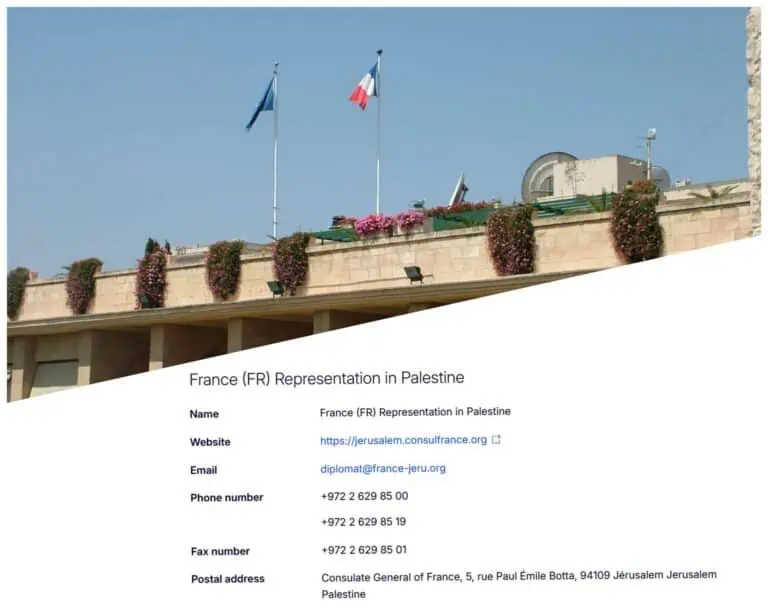 Konsulat Perancis di Baitulmaqdis disenaraikan oleh EU sebagai berada di "Palestin