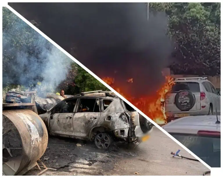 Kereta terbakar di Rehavia dan Givat Ram semasa Protes Tebusan di Baitulmaqdis