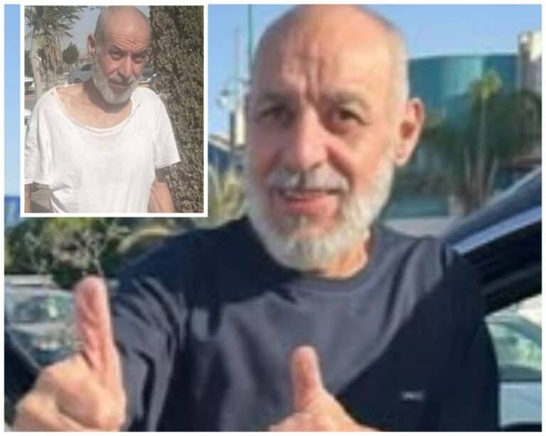 Nasser Mousa Ahmad Abd Rabbo kutoka Sur Baher, Baitulmaqdis Mashariki baada ya kuachiliwa gerezani, na baada ya kumaliza kutembelea kinyozi, siku moja kabla ya makubaliano na Hamas kutiwa saini