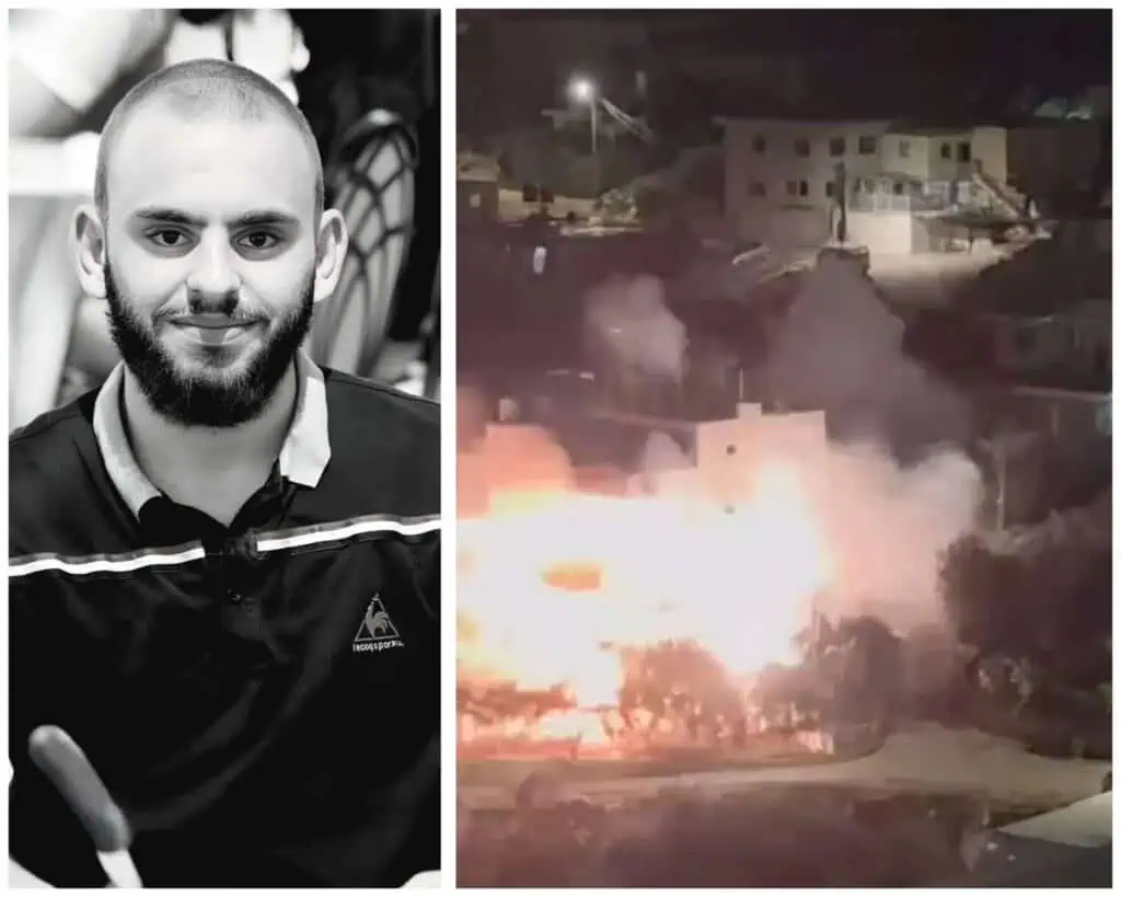 Letupan rumah Mohammed Taha di Katana dekat Yerusalem, bersama potretnya