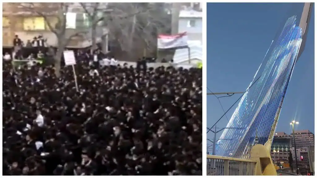 सेना भर्ती कानून विवाद के बीच यरूशलेम के ब्रिज ऑफ स्ट्रिंग्स पर हरेदी समुदाय की रैली